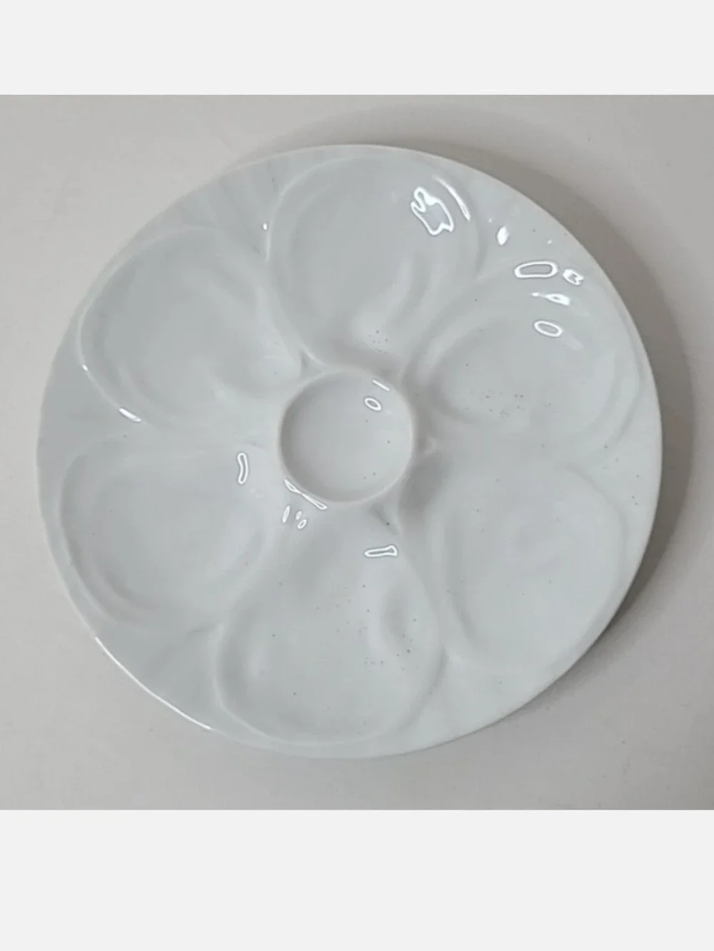 Vintage 60's Oyster Dish Plate Ceramic Stoneware Porcelain White Serve Platter